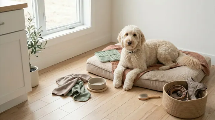 Coin maison organisé pour un chien