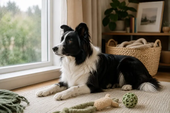 Chien regardant par la fenêtre