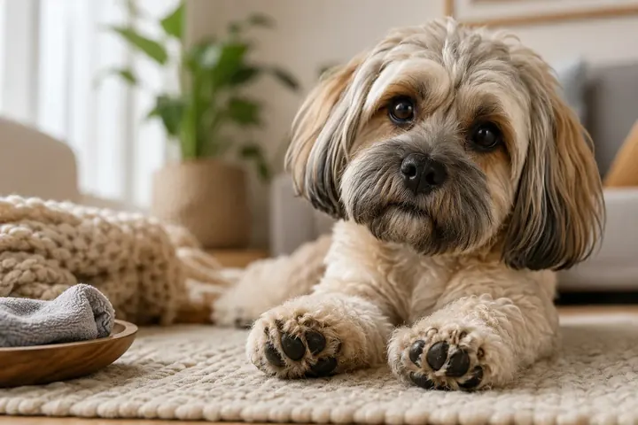 Pattes et coussinets d'un chien