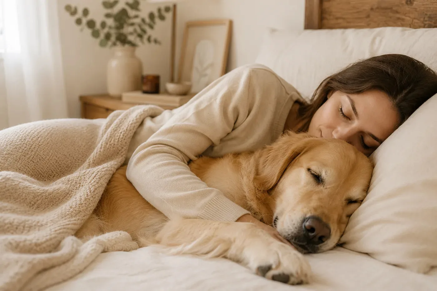 Chien dormant près de son humain
